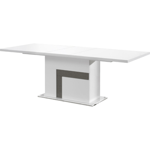 Luxuria 59" Extension Dining Table in High Gloss White & Grey Eco Leather